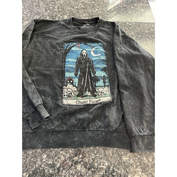 Ghostface Other - Scream Ghost Face Unisex Pullover Size XL Black Embroidered Sweatshirt Horror